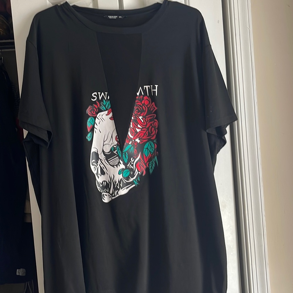 Black rose tee shirt with sheer (never worn)
